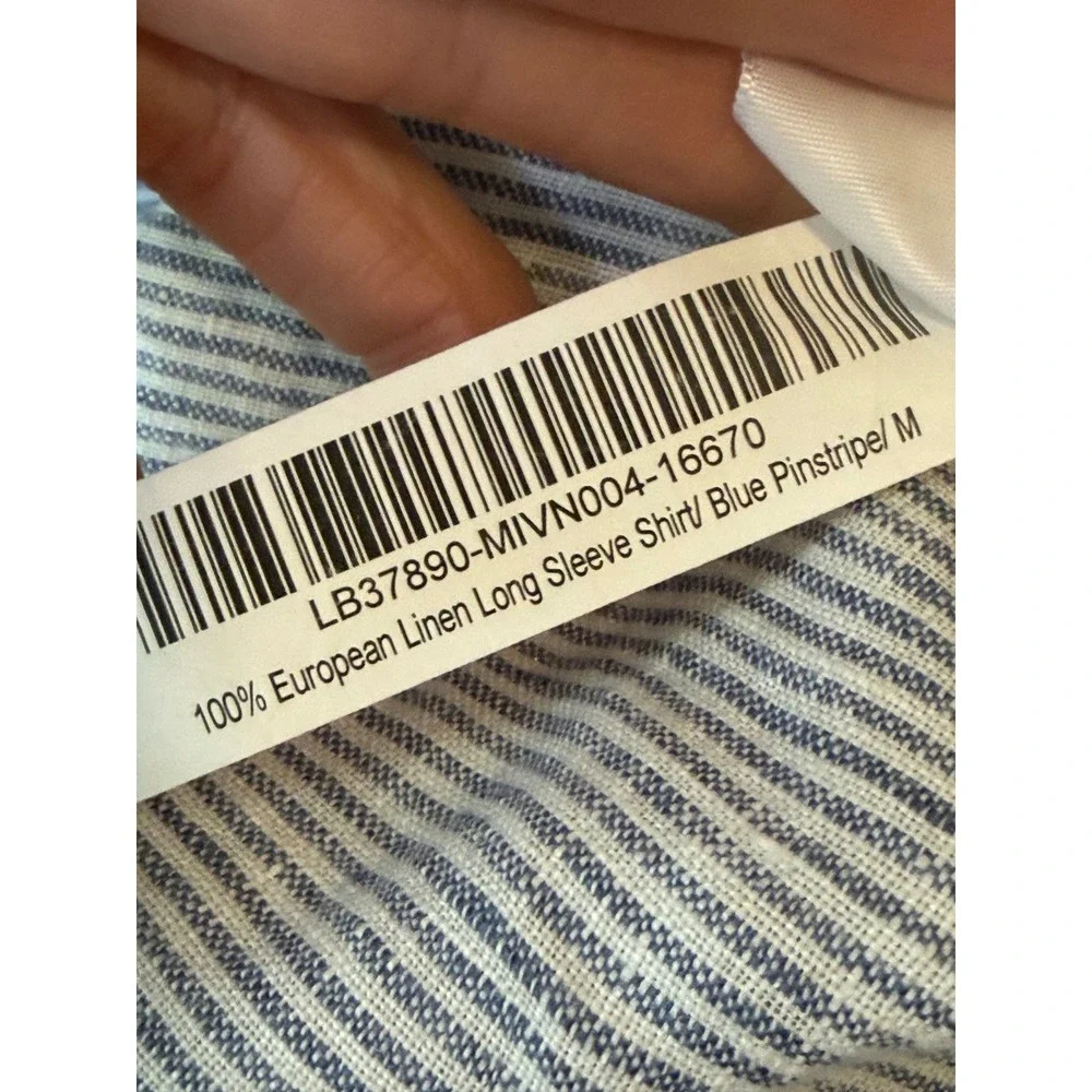 Quince 100% European Linen Pinstripe Button Front Shirt Blue White Womens M $80 - Picture 10 of 10